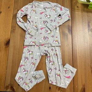 H&M 100% Cotton Unicorn Rainbow Star Long Sleeve Pants Girls Pajamas 6